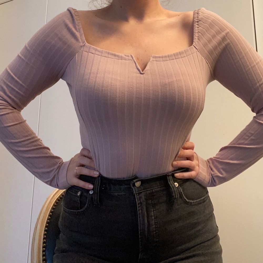 Free People ribbed long-sleeve blouse